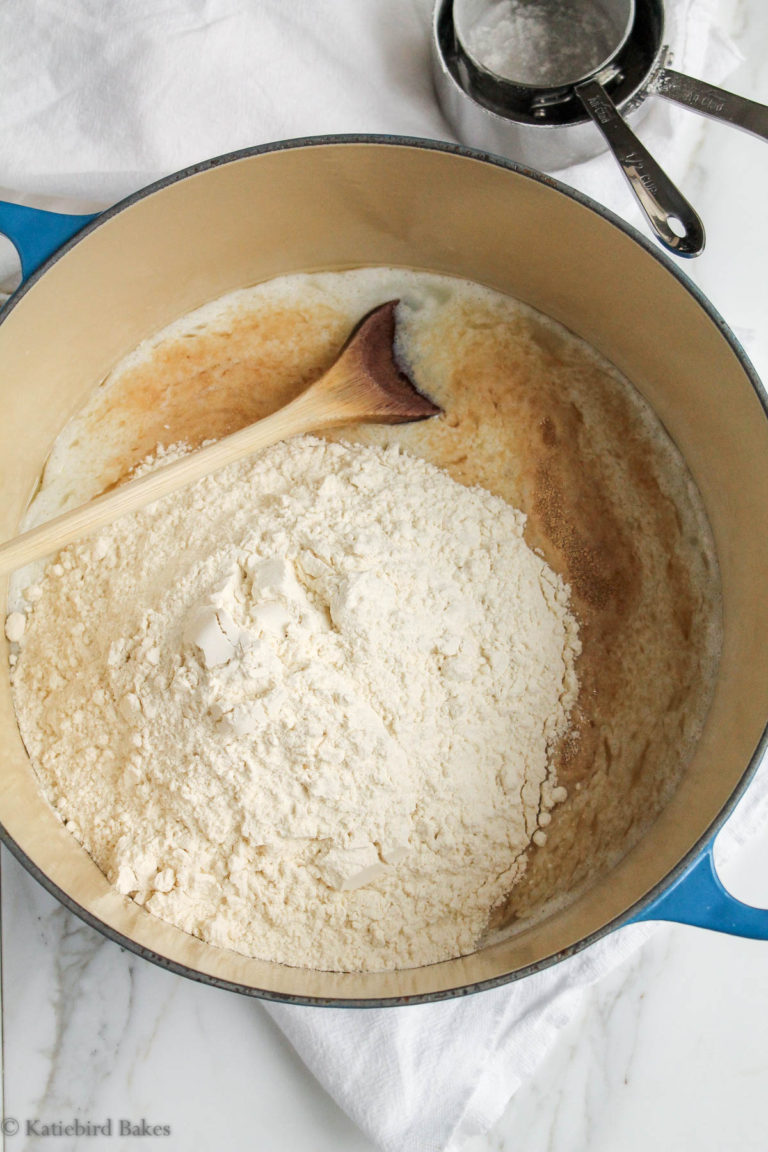 Easy No-Knead Cinnamon Rolls with Cream Cheese Icing - Katiebird Bakes