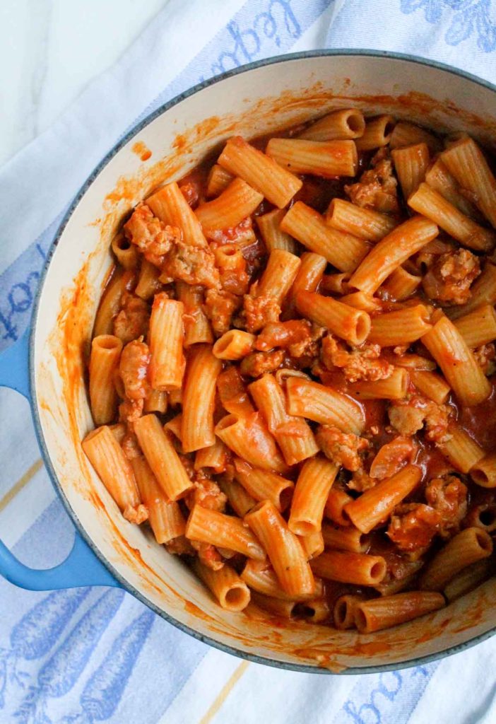 One Pot Sausage Rigatoni - Katiebird Bakes