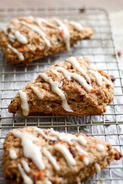 Carrot Cake Scones With Cream Cheese Glaze - Katiebird Bakes