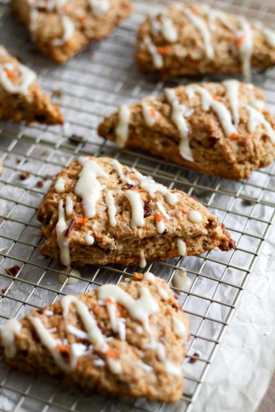 Carrot Cake Scones With Cream Cheese Glaze - Katiebird Bakes